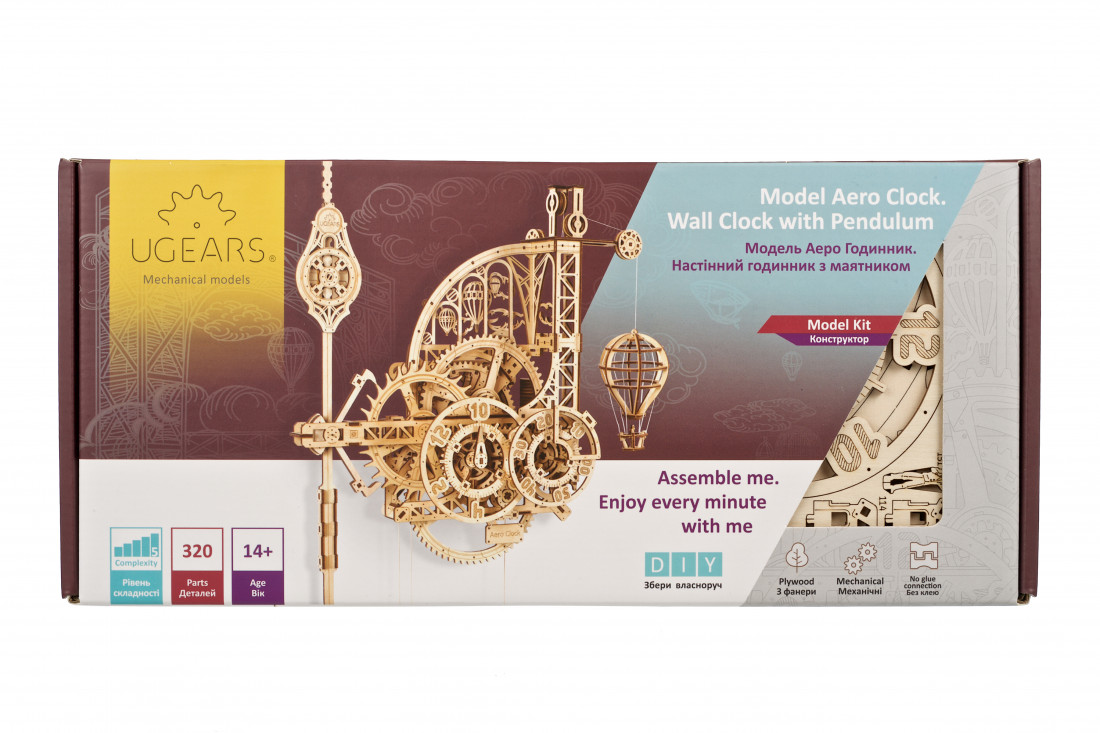 Ugears Aéro-Horloge Puzzle 3D en Bois – Aero Clock Kit de modèle