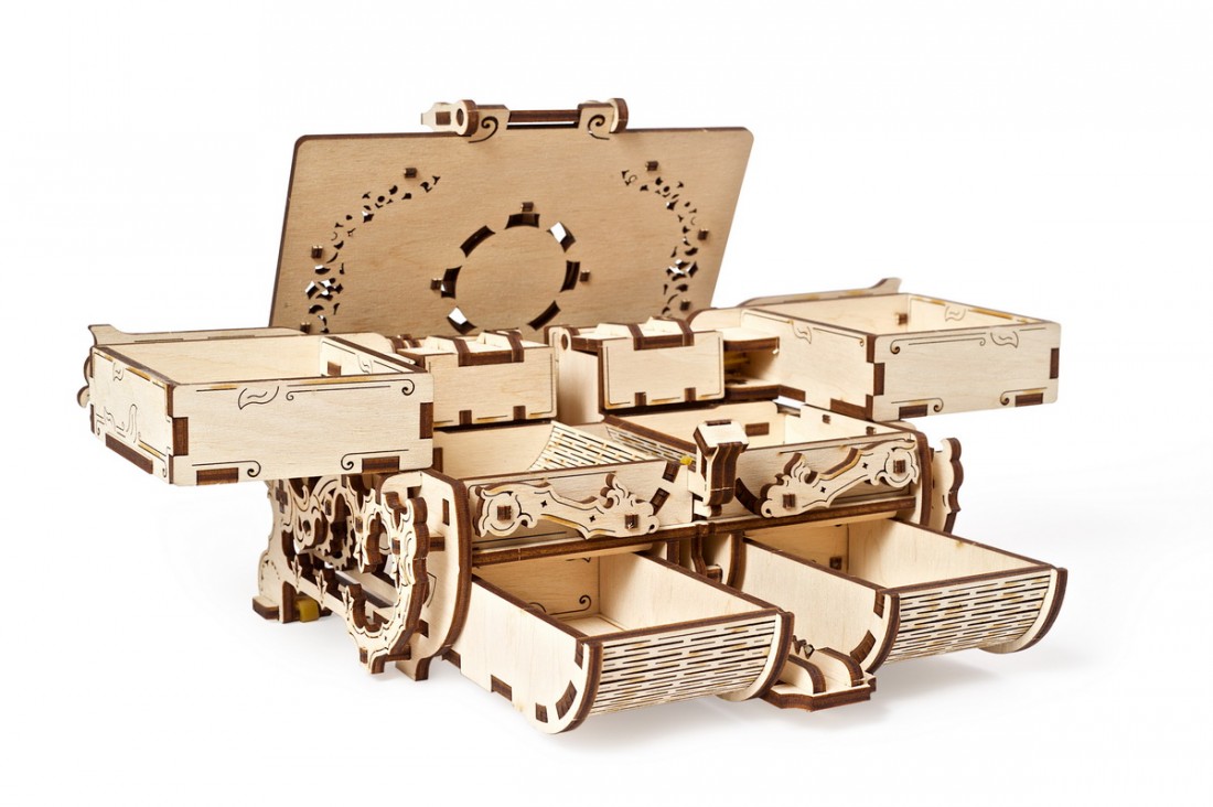 Puzzle Kit Mechanical Antique Box Wooden 3D Model KIT UGears Mechanical Models 