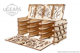 Caja de almacenamiento de tarjetas, dispositivo de madera mecánico para juegos de mesa