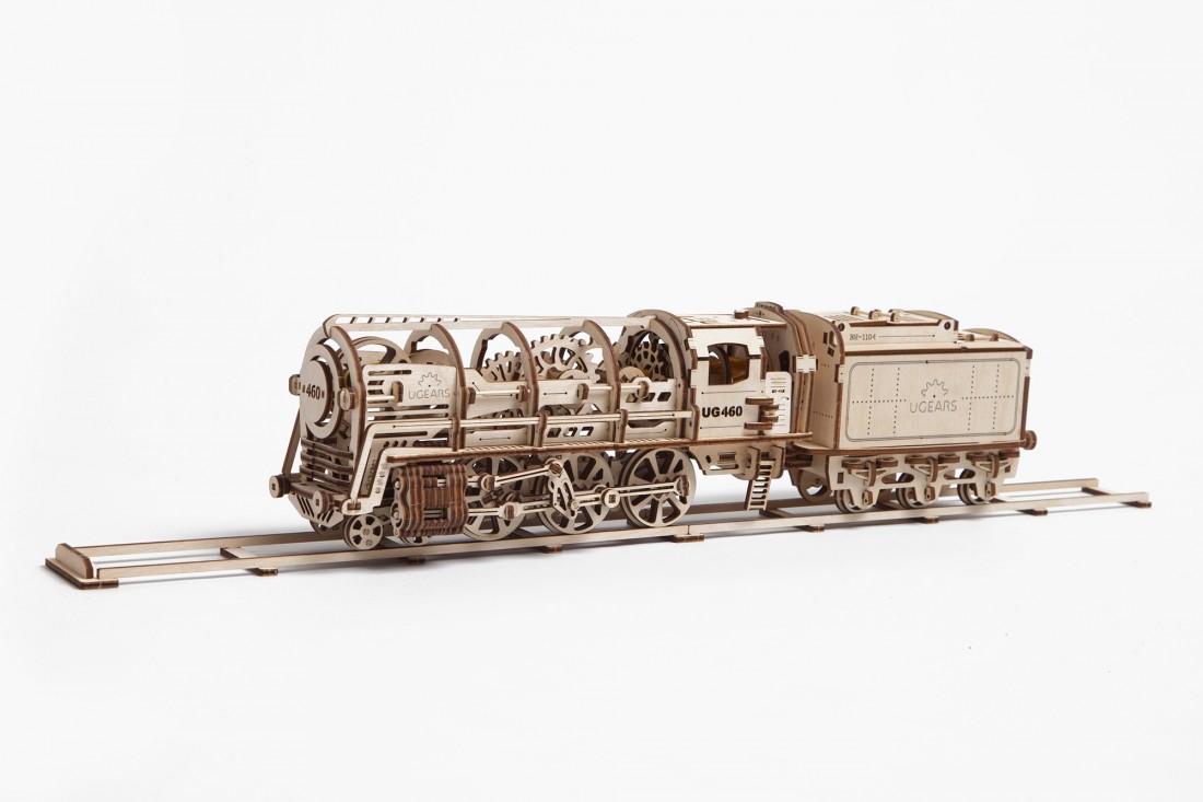 Steam Locomotive with Tender mechanical model kit