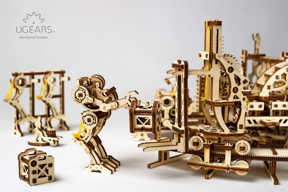 Mechanical UGEARS wooden 3D puzzle Model Robot Factory Construction Set 