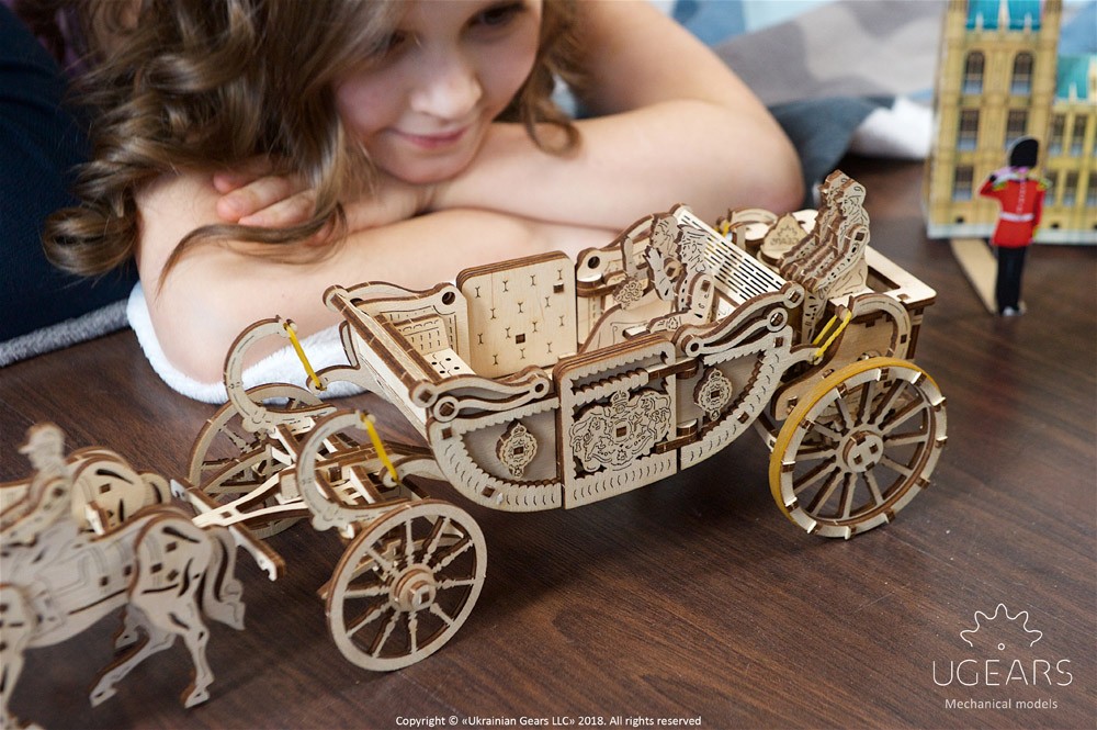 UGEARS Royal Сarriage 3D Wooden Model for Self-Assembling Educational Craft Set 
