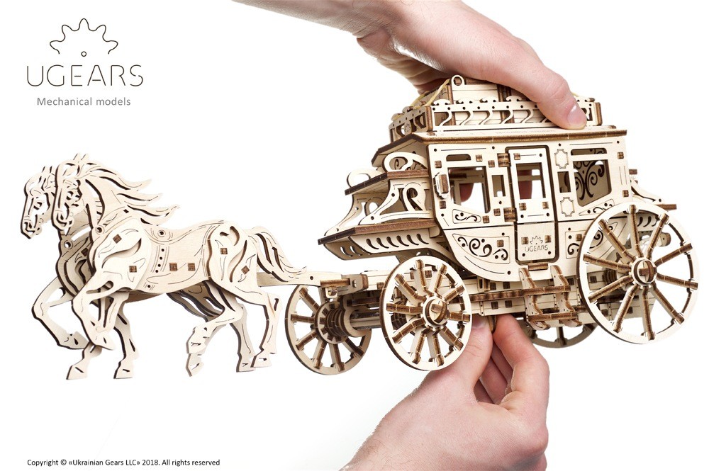 Ugears Mechanical Model | Stagecoach wooden construction kit for self ...