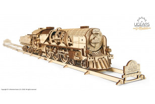 UGEARS Mechanisches Holzmodell | V-Express Dampflokomotive mit  Tender Holz Puzzle Bausatz