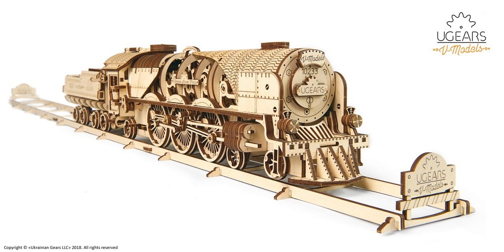 3D Holzpuzzle V-Express Dampflokomotive Modellbau Set Denkspiel Lernspielzeug 