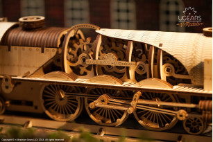 UGEARS Mechanisches Holzmodell | V-Express Dampflokomotive mit  Tender Holz Puzzle Bausatz