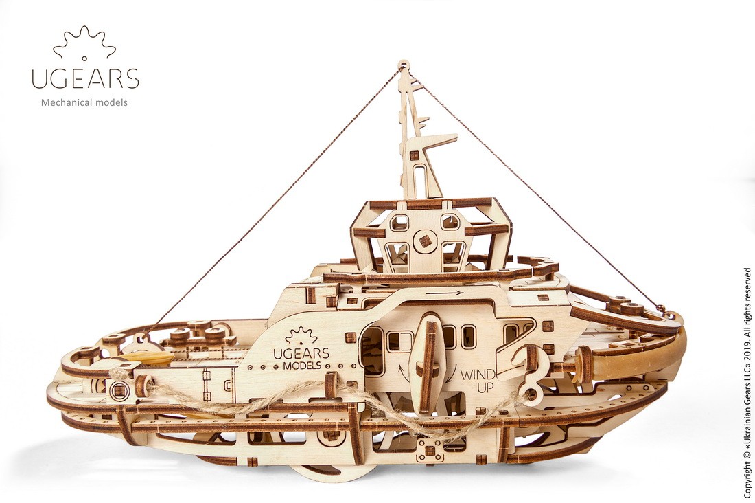 Laser Cut Wooden Tug Boat 3D Model/Puzzle Kit 