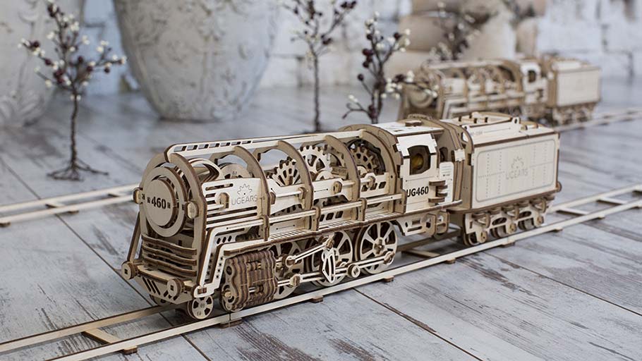 Mechanisches Puzzle «Dampflokomotive mit Tender» von Ugears