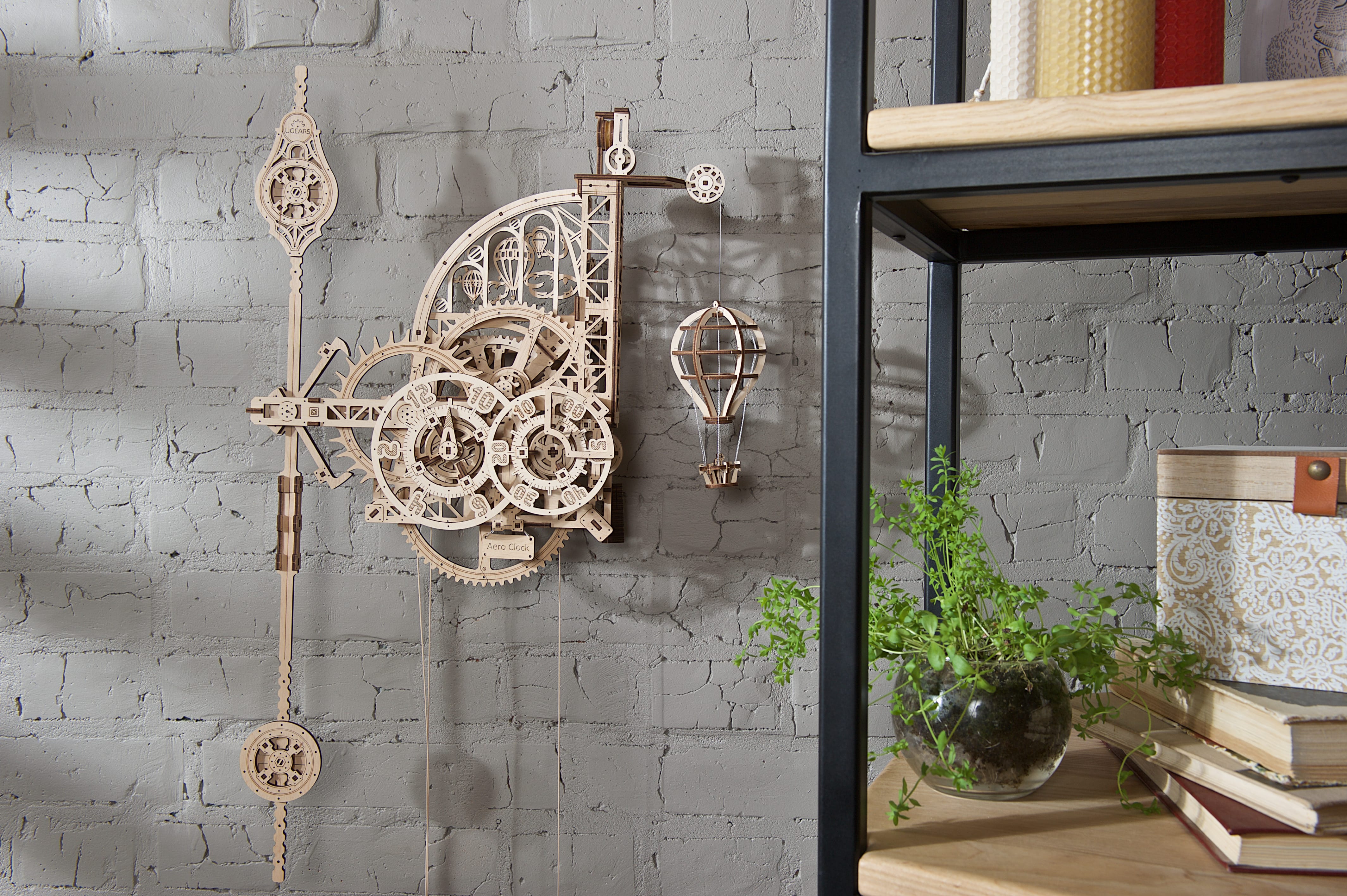 Ugears wooden mechanical DIY 3D puzzle Aero Clock Wall clock with pendulum