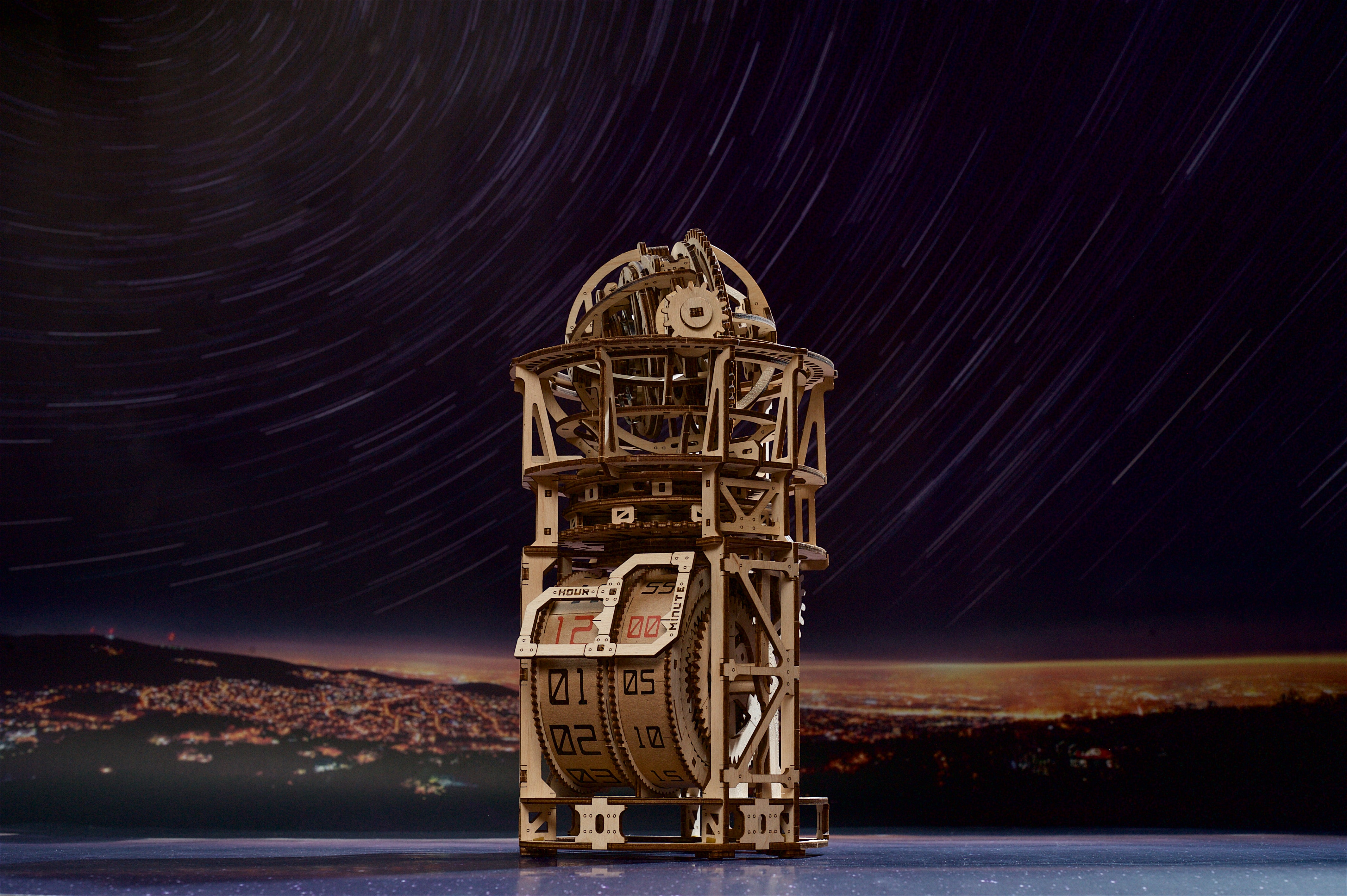 Puzzle 3D mécanique en bois Ugears à monter soi-même Horloge tourbillon Sky Watcher